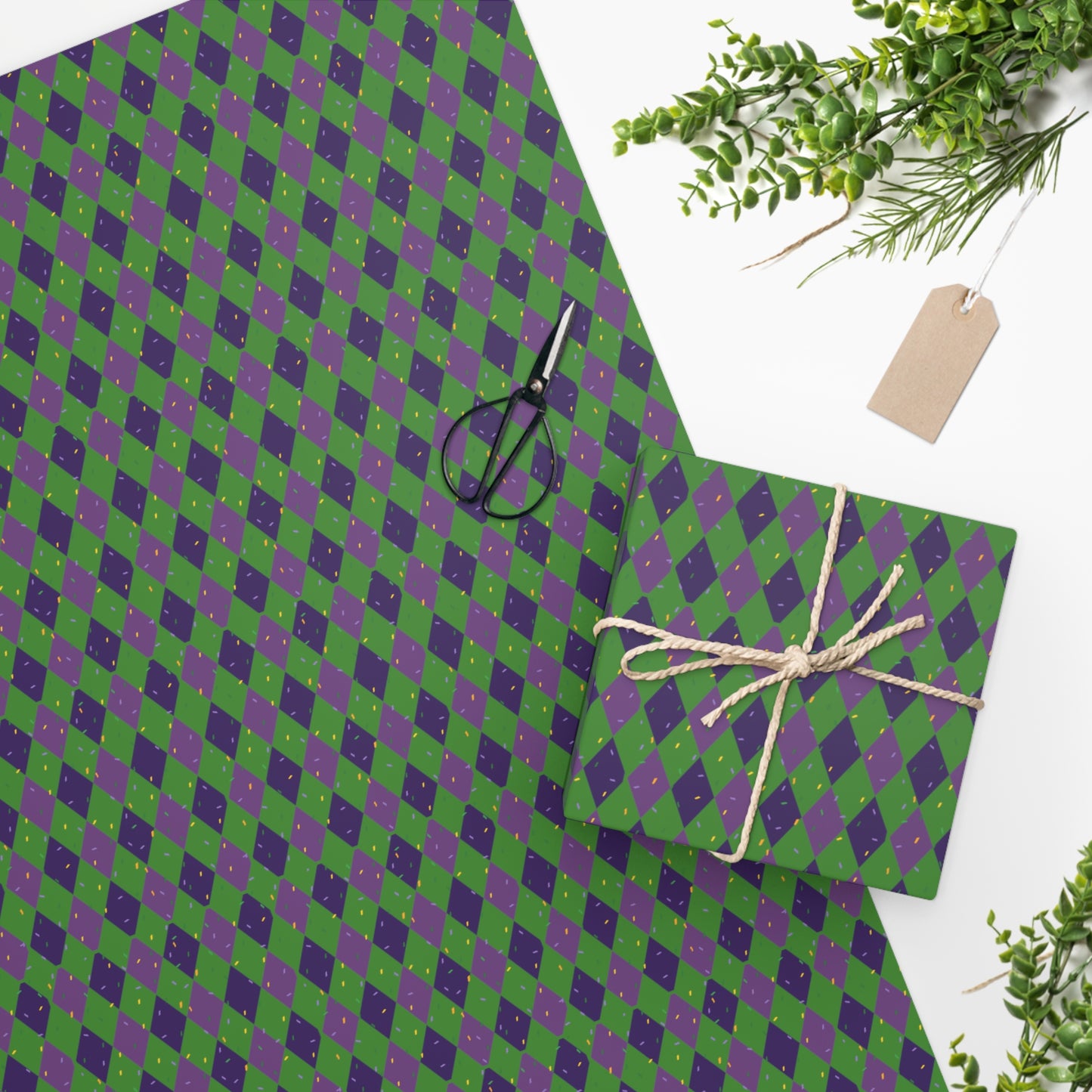 Mardi Gras Argyle Wrapping Paper