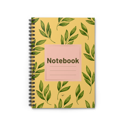 Yellow & Green Leafy Spiral Notebook - Ruled Line