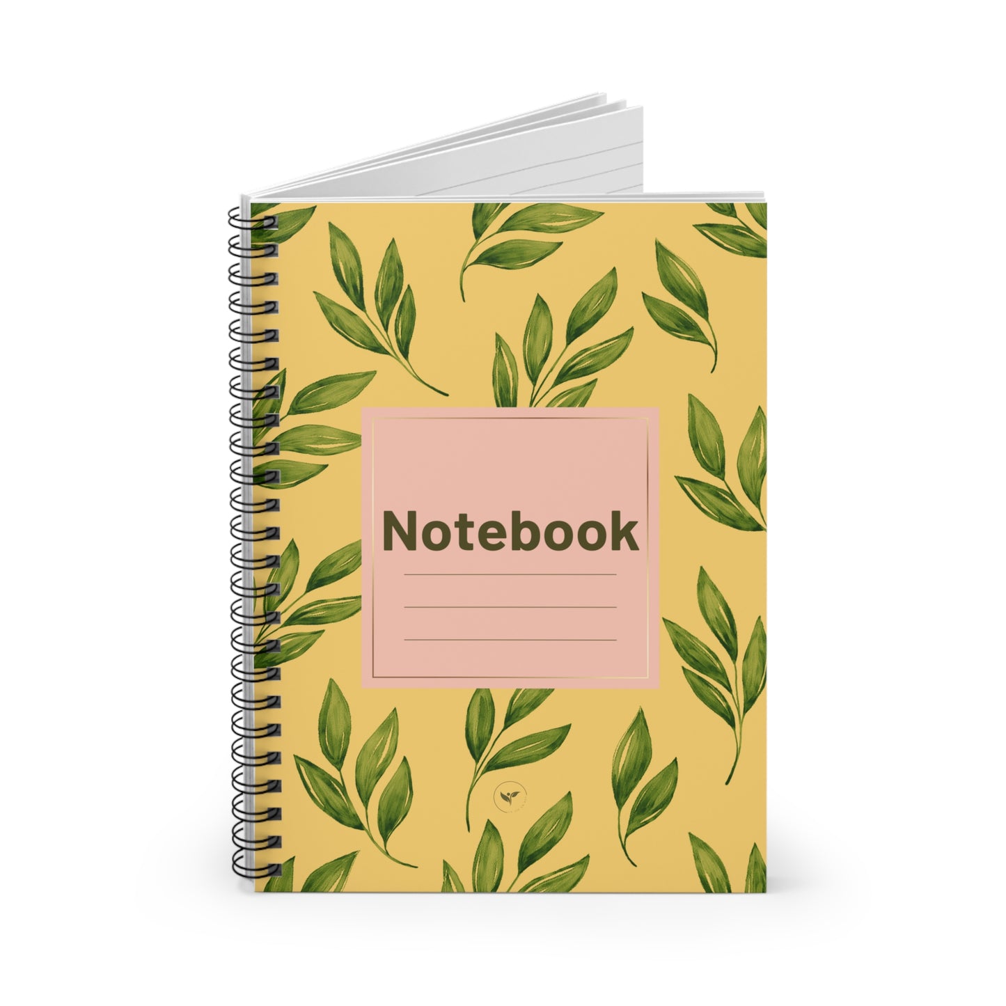 Yellow & Green Leafy Spiral Notebook - Ruled Line