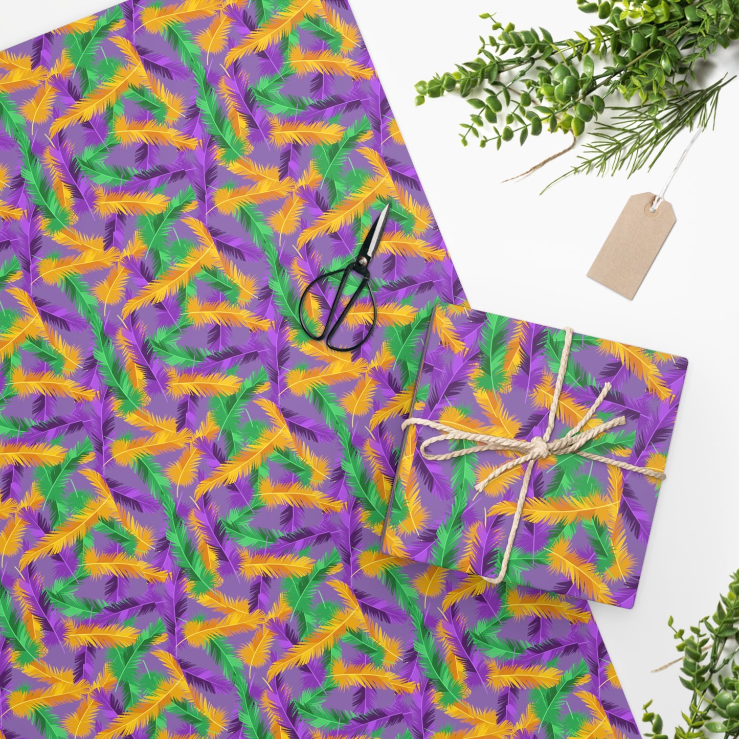 Mardi Gras Feathers Wrapping Paper