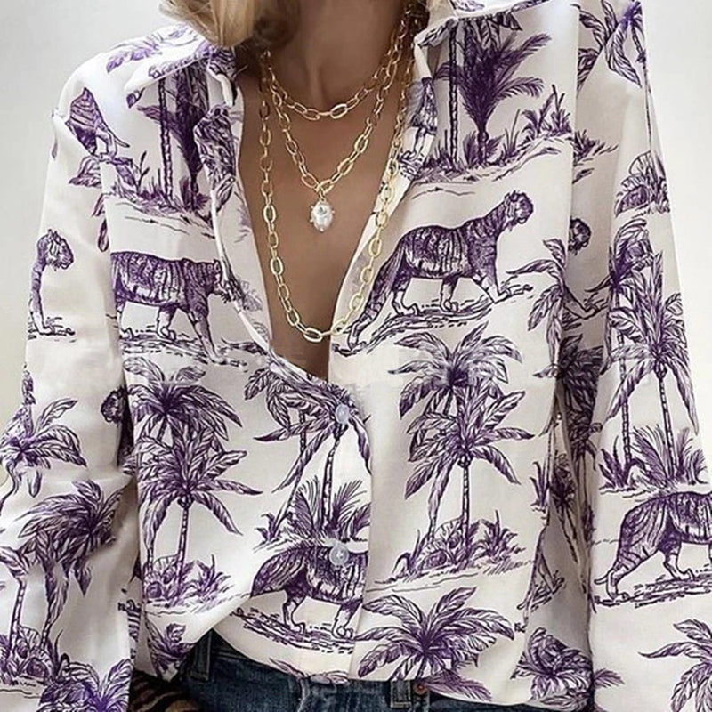 Purple Tiger Print Blouse