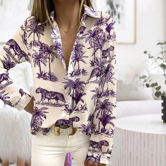 Purple Tiger Print Blouse