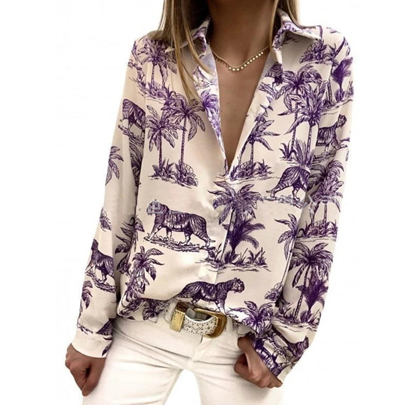 Purple Tiger Print Blouse