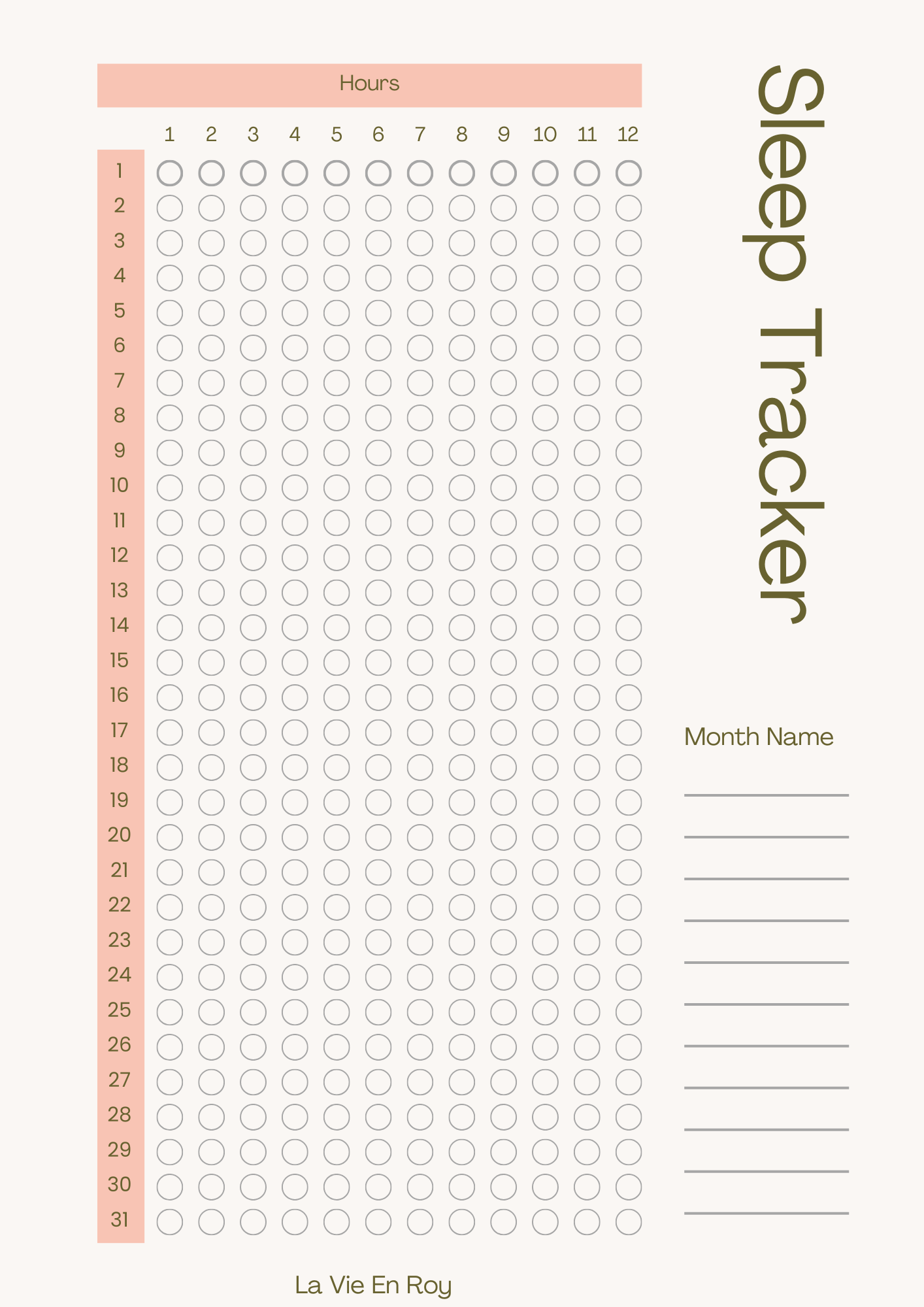 Sleep Tracker (Monthly)