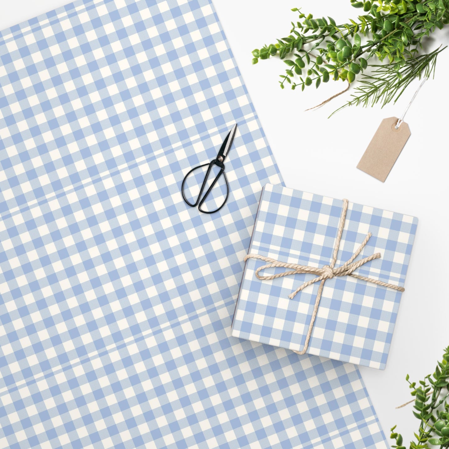 Blue Gingham Wrapping Paper