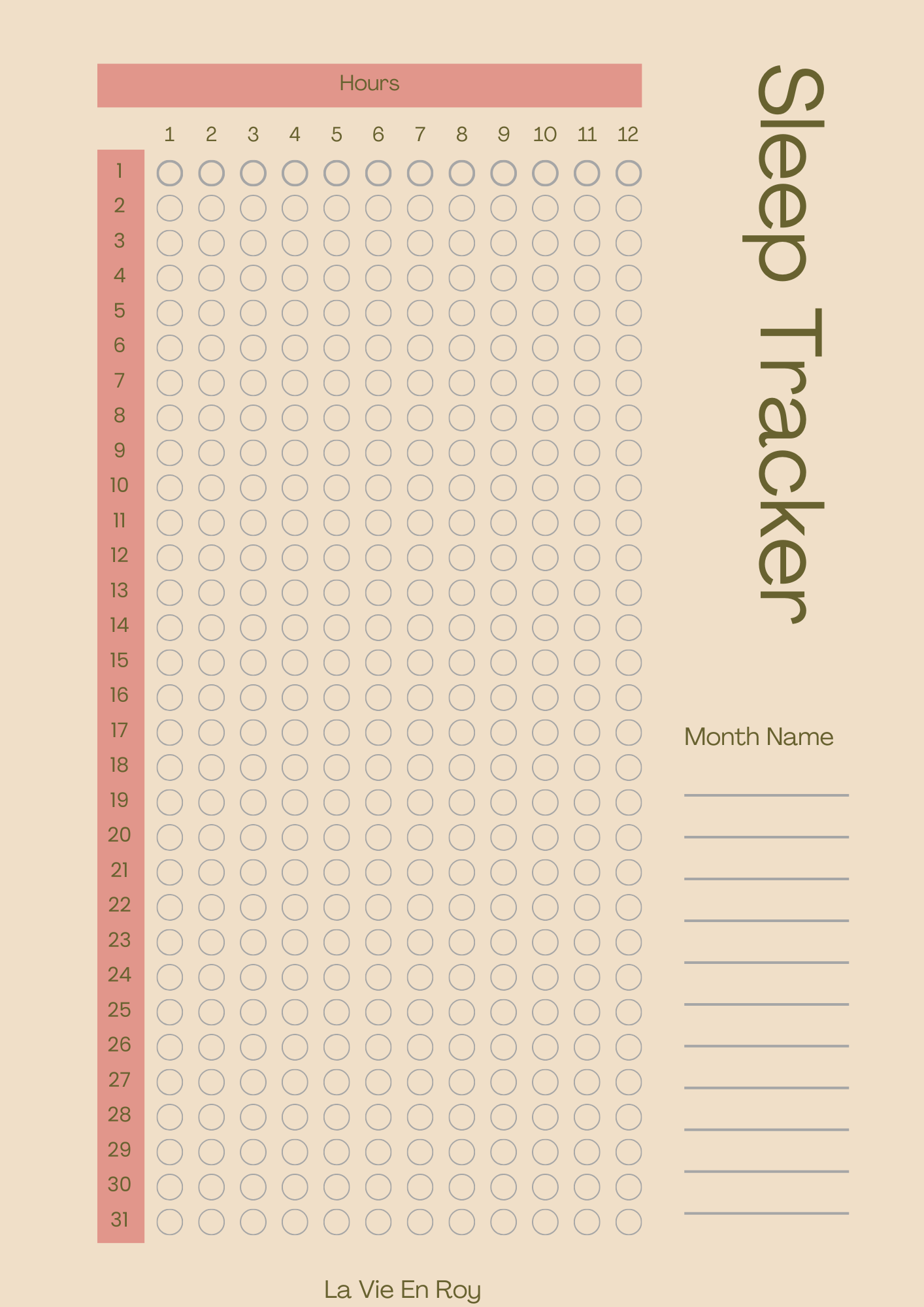 Sleep Tracker (Monthly)