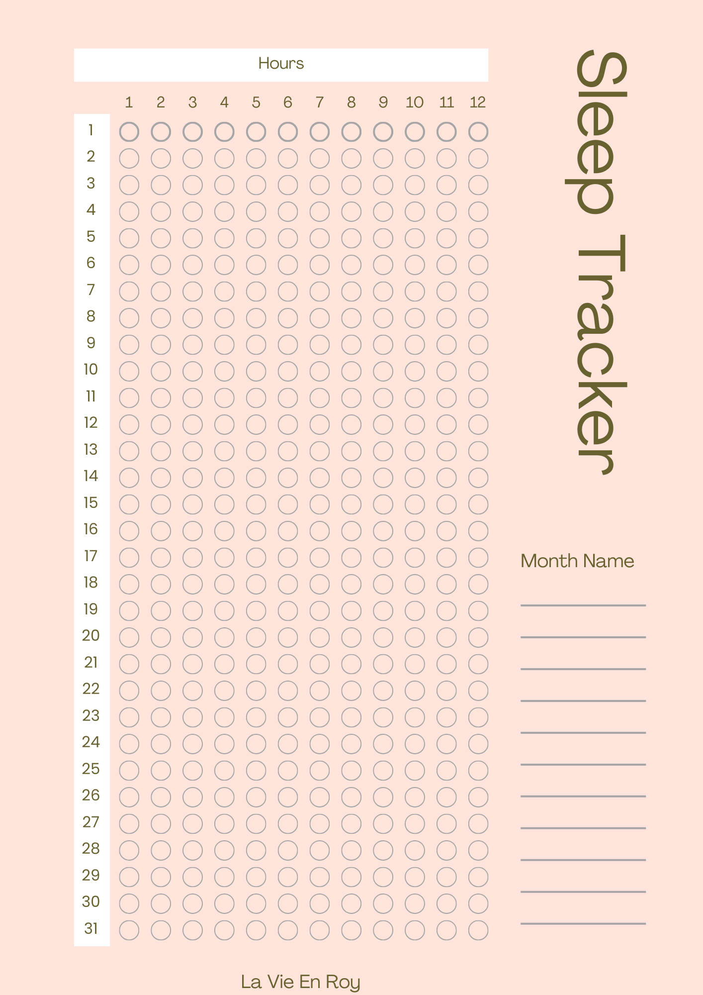 Sleep Tracker (Monthly)