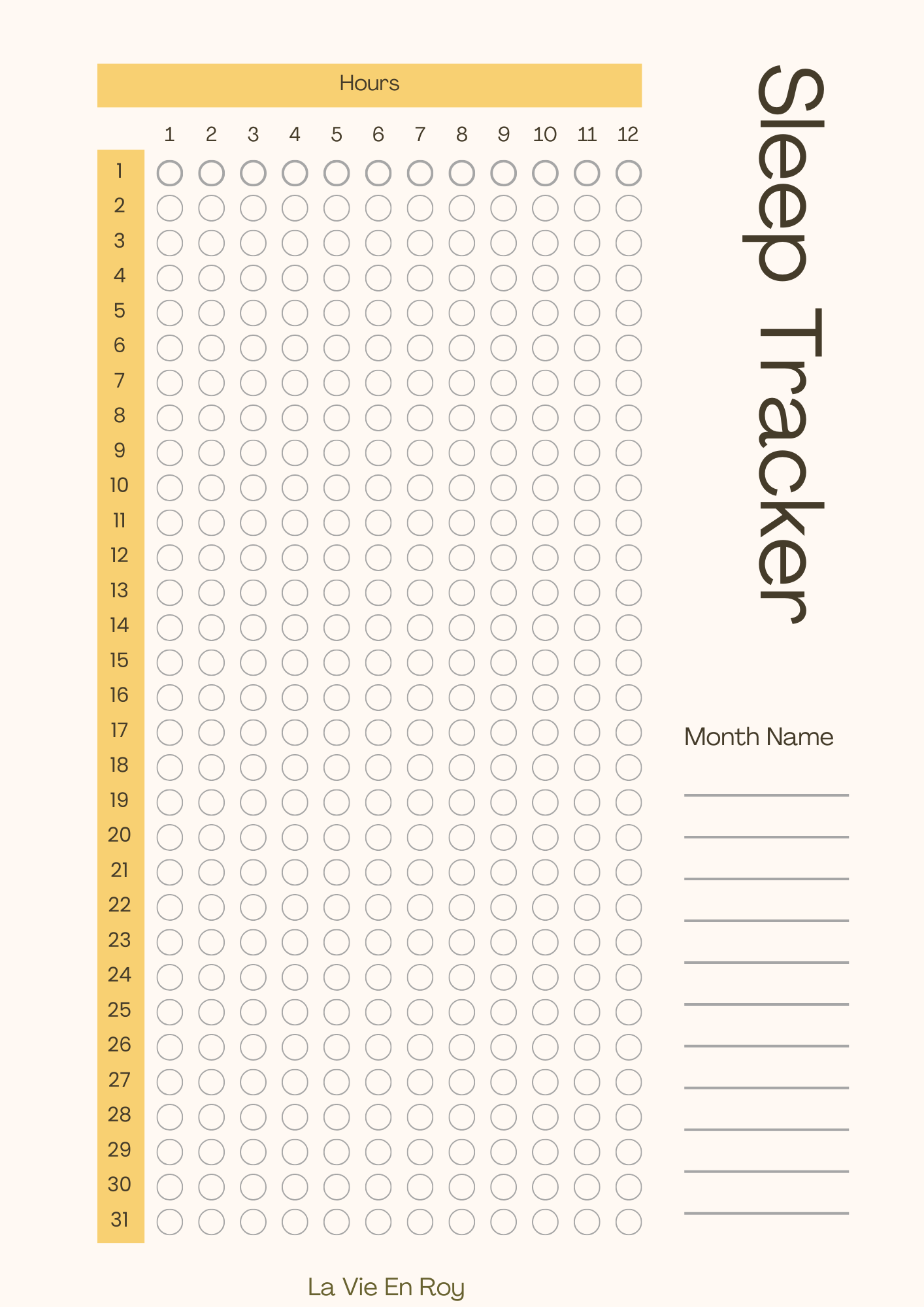 Sleep Tracker (Monthly)