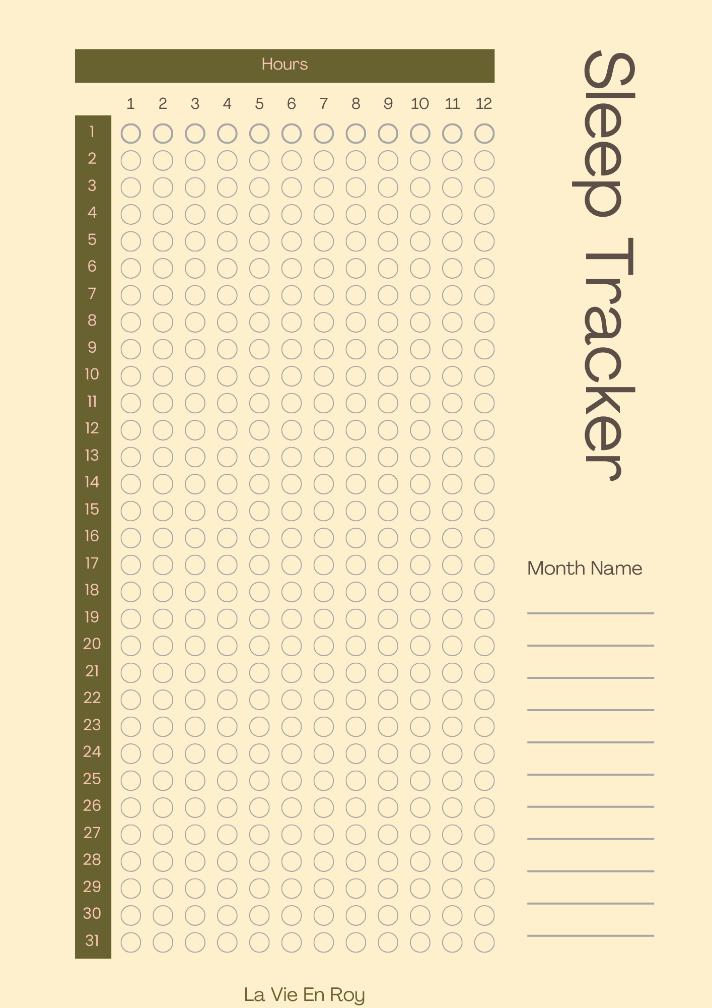 Sleep Tracker (Monthly)