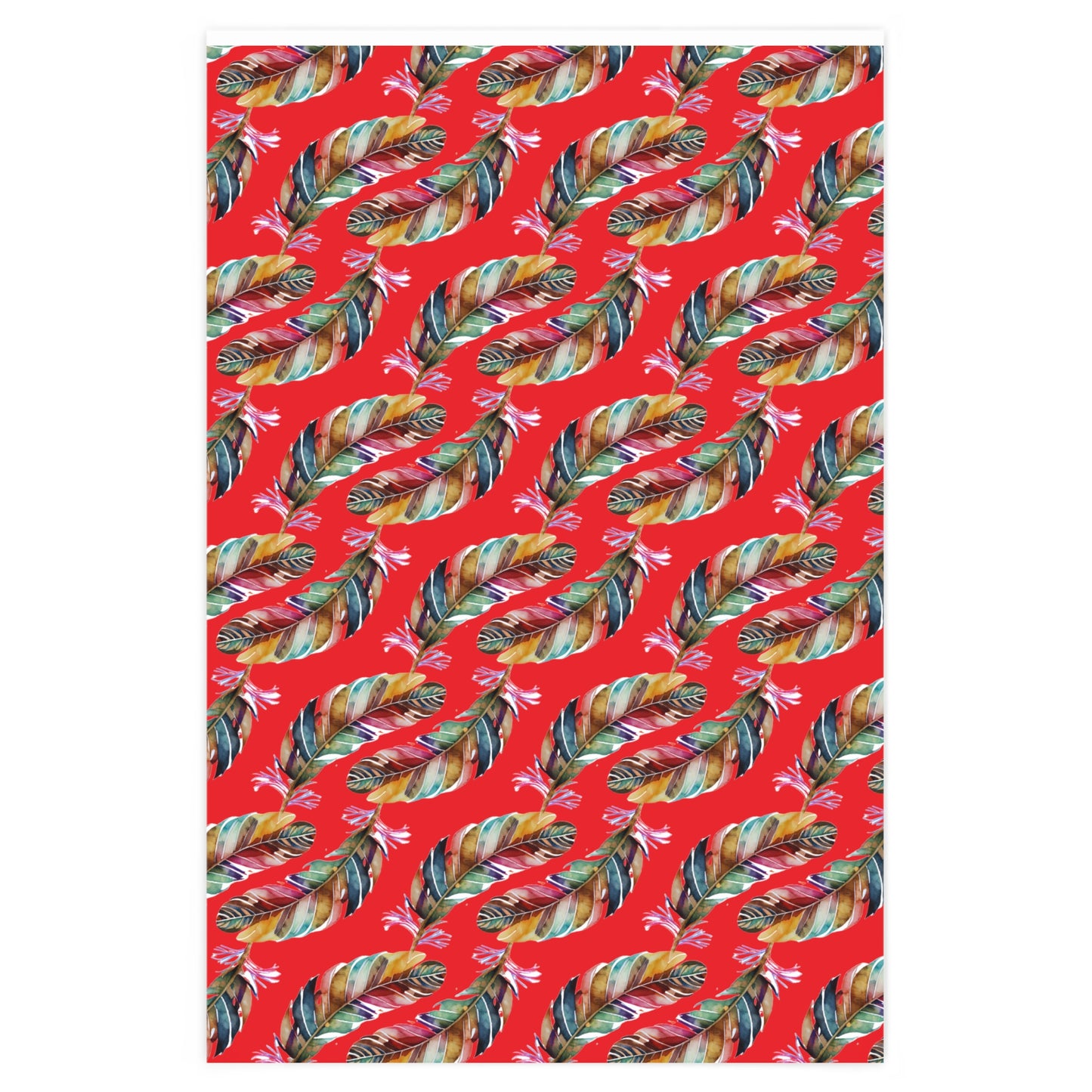 Red Feathers Wrapping Paper