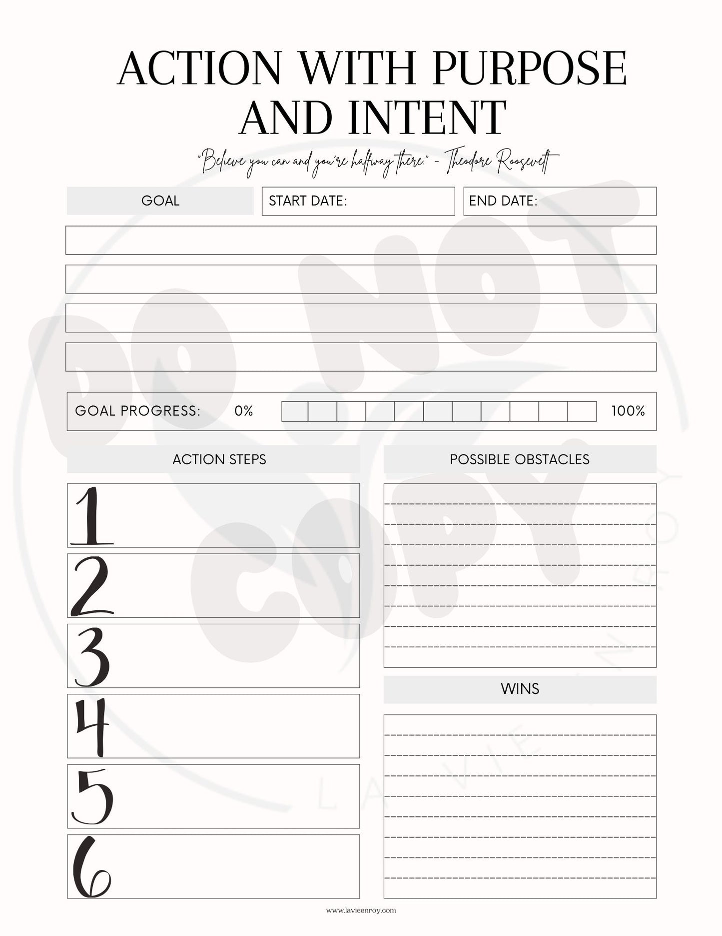 Goal Achiever's Masterplan: Printable Goal and Action Plan Worksheet