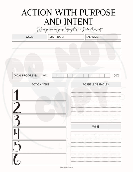 Goal Achiever's Masterplan: Printable Goal and Action Plan Worksheet